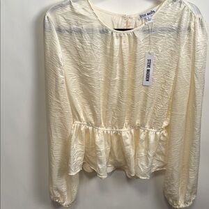 Steve Madden Cream Textured Peplum Blouse